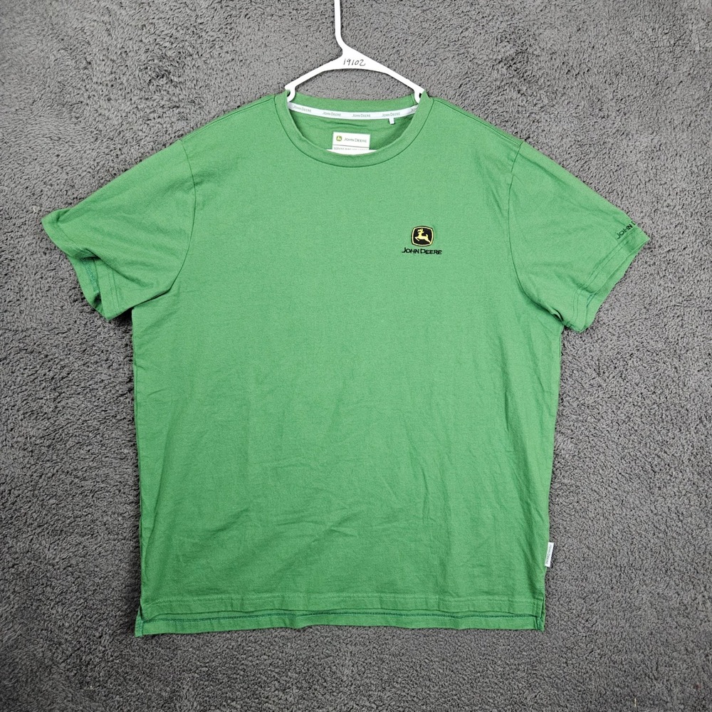 John Deere Men's Green Embroidered Logo T‎ Shirt XL Cotton